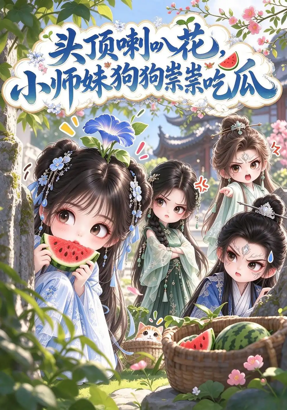 《头顶喇叭花，小师妹狗狗祟祟吃瓜》